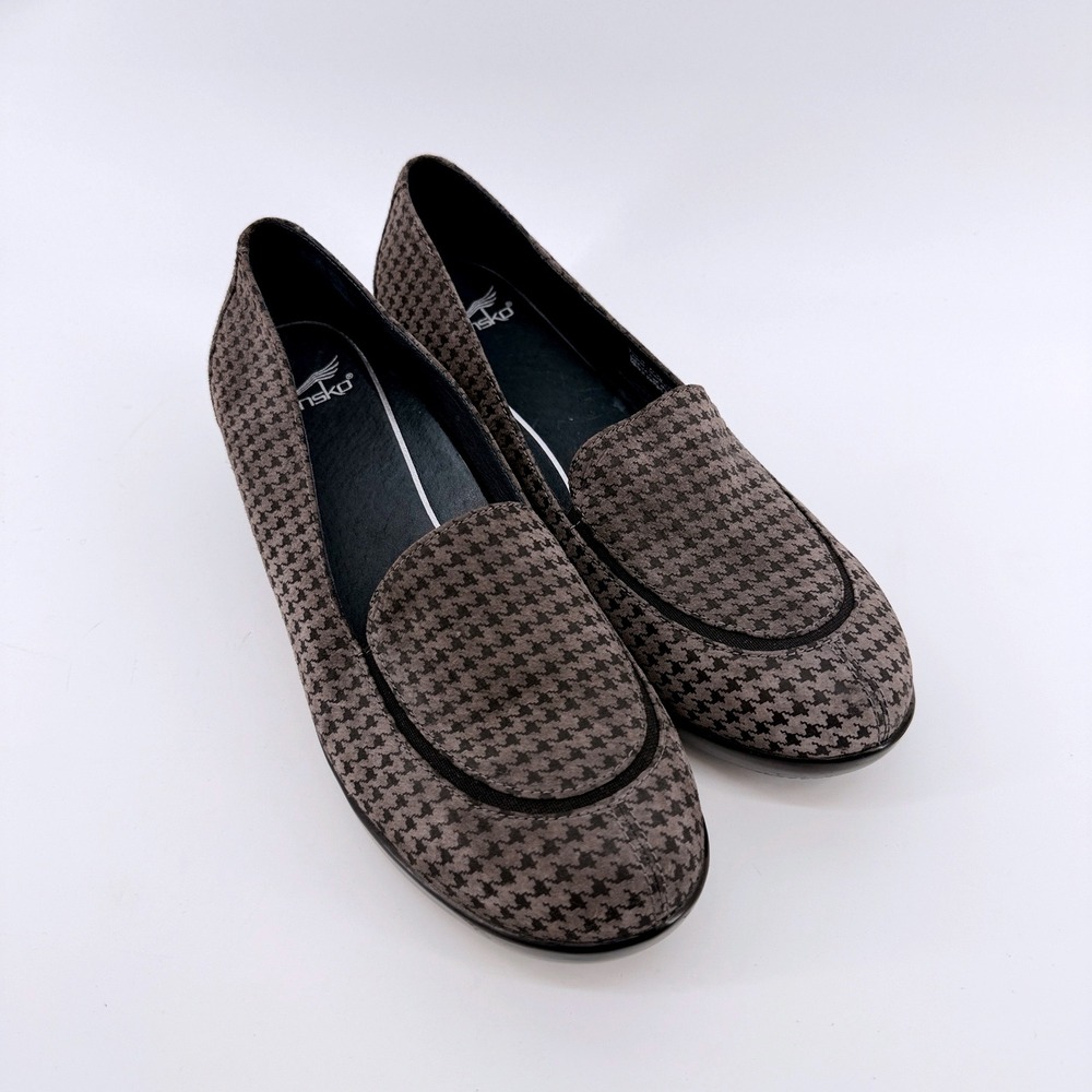 Dansko Debra Shoes Women 11.5-12 EU 42 Loafers Houndstooth Grey Suede 220494020